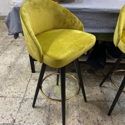 Sarı Ahşap Bar Sandalyesi 